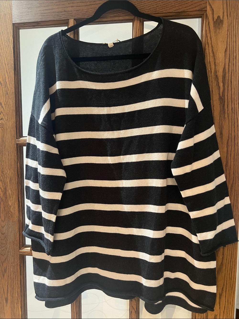 Eileen Fisher Sweater Black/White Organic Cotton XL